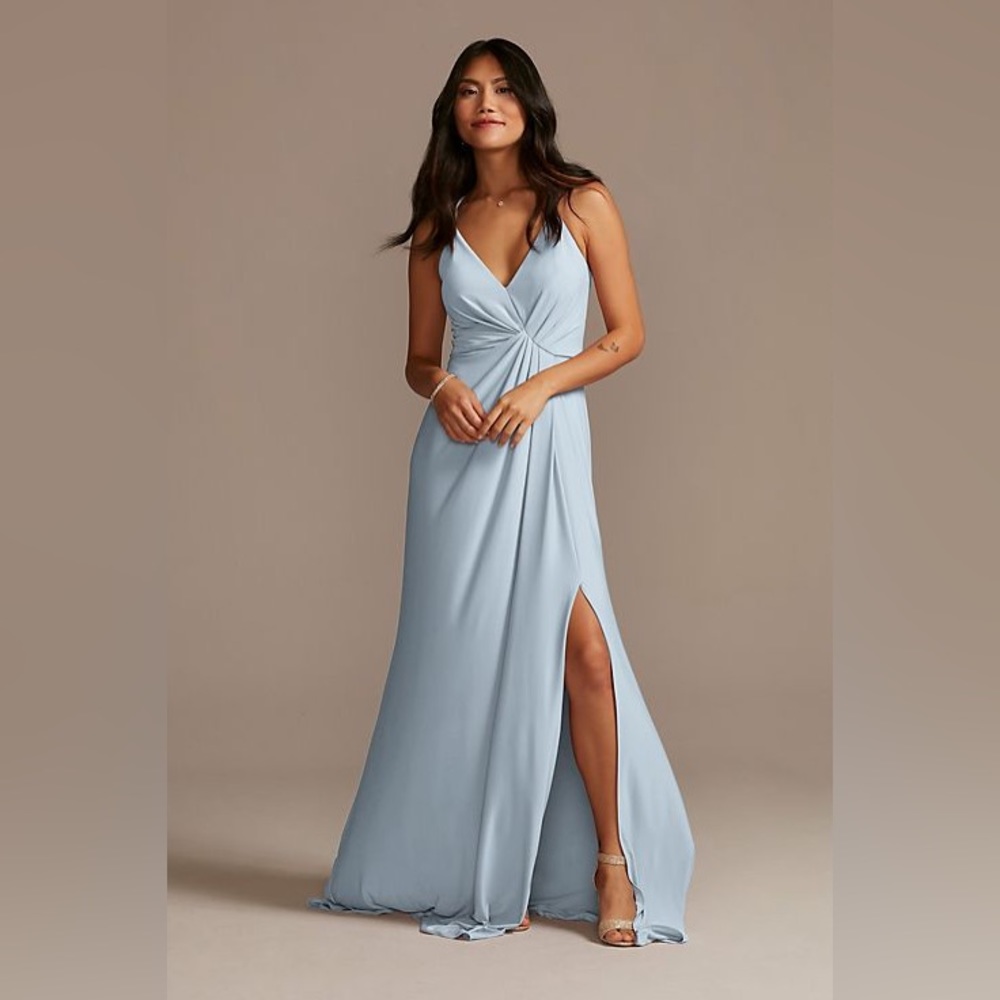 David’s Bridal Bridesmaid dress Dusty Blue Size 2